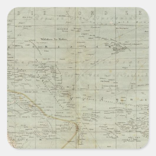 Oceania Atlas Karte Quadratischer Aufkleber (Vorderseite)