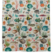 Oceania Colorful Fishes on Greige Background Duschvorhang (Vorderseite)