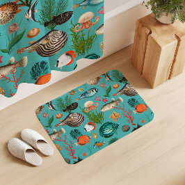 Oceania Colorful Fishes on Turquoise Background Badematte