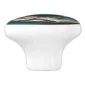 Oceanic Art Nouveau Turquoise Silver Keramikknauf (Seitenansicht)