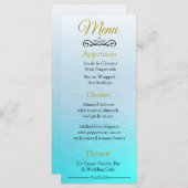 Oceanic Beach Themed Aqua Blue Wedding Card Menükarte (Vorne/Hinten)
