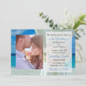 Oceanic Beach Themed Foto Wedites Einladung (Stehend Vorderseite)