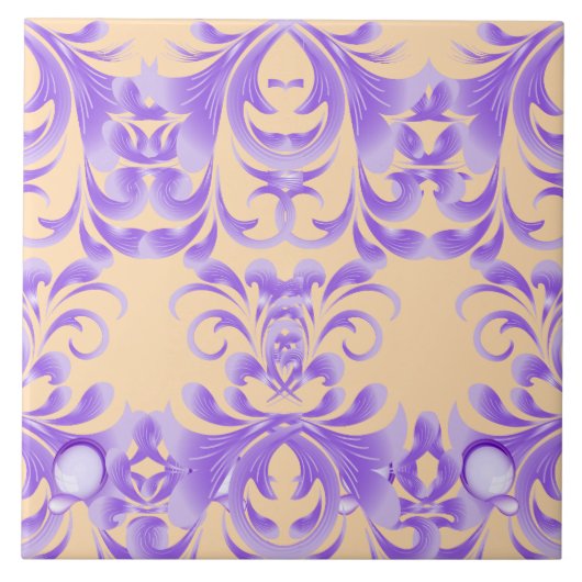 Oceanic Bloom: Lila Wave Harmony / Stilvolle Kunst Fliese (Vorderseite)