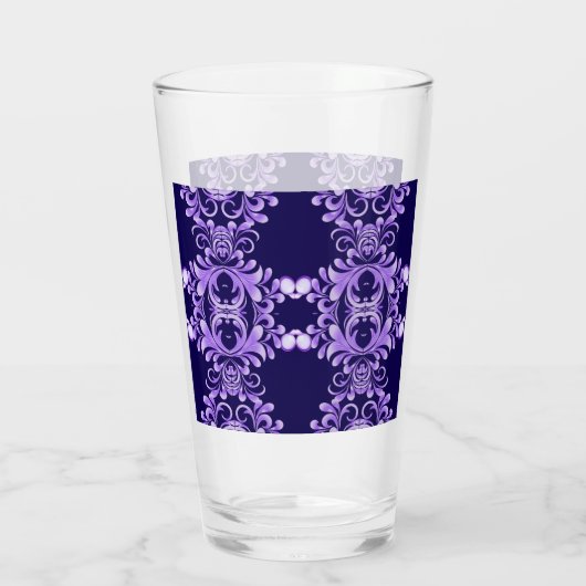 Oceanic Bloom: Lila Wave Harmony / Stilvolle Kunst Glas (Rückseite)