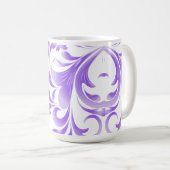 Oceanic Bloom: Lila Wave Harmony / Stilvolle Kunst Kaffeetasse (VorderseiteRechts)