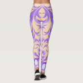 Oceanic Bloom: Lila Wave Harmony / Stilvolle Kunst Leggings (Rückseite)