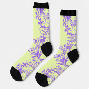 Oceanic Bloom: Lila Wave Harmony / Stilvolle Kunst Socken