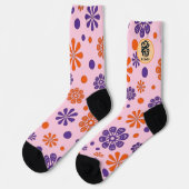 Oceanic Bloom: Lila Wave Harmony / Stilvolle Kunst Socken (Linkes Detail)