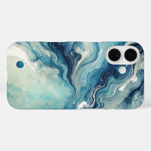Oceanic Blue Abstrakt iPhone Case (Rückseite (Horizontal))