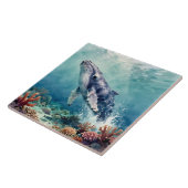 Oceanic Blue Whale Watercolor Coastal Art Fliese (Seite)