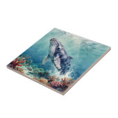 Oceanic Blue Whale Watercolor Coastal Art Fliese (Seite)