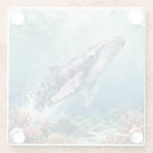Oceanic Blue Whale Watercolor Coastal Art Glasuntersetzer (Rückseite)