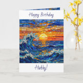 Oceanic Coastal Ocean Waves Sunset Birthday Karte (Gelbe Blume)
