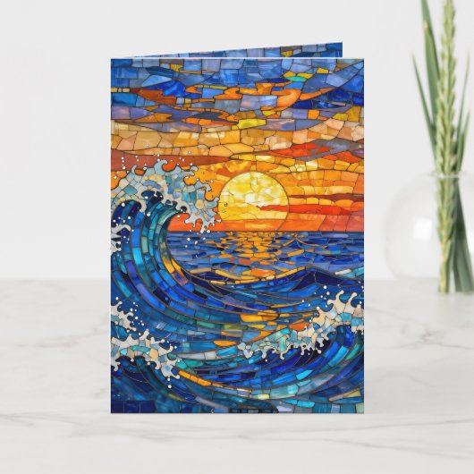 Oceanic Coastal Ocean Waves Sunset Birthday Karte (Vorderseite)