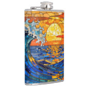 Oceanic Coastal Ocean Waves Sunset Flachmann (Rechts)