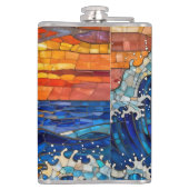 Oceanic Coastal Ocean Waves Sunset   Flachmann (Rückseite)