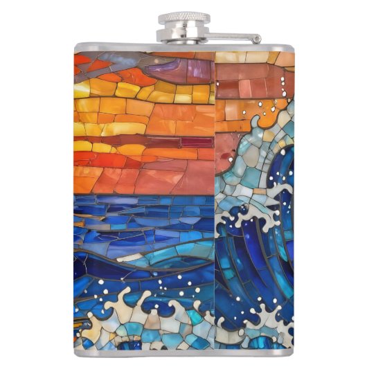 Oceanic Coastal Ocean Waves Sunset   Flachmann (Rückseite)