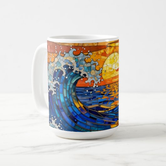 Oceanic Coastal Ocean Waves Sunset   Kaffeetasse (Vorderseite Links)