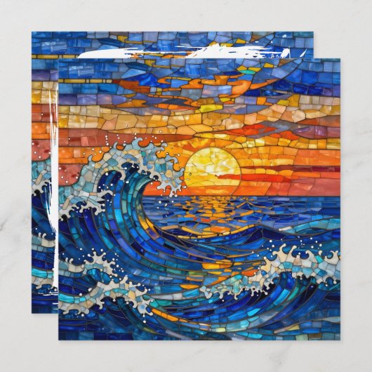 Oceanic Coastal Ocean Waves Sunset Karte (Vorne/Hinten)