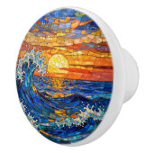 Oceanic Coastal Ocean Waves Sunset   Keramikknauf (Rechts)