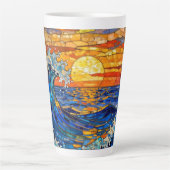 Oceanic Coastal Ocean Waves Sunset Milchtasse (Vorderseite)