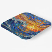 Oceanic Coastal Ocean Waves Sunset Pappteller (Gewinkelt)
