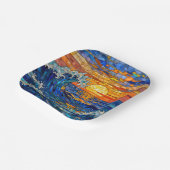 Oceanic Coastal Ocean Waves Sunset   Pappteller (Gewinkelt)