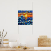 Oceanic Coastal Ocean Waves Sunset   Poster (Küche)