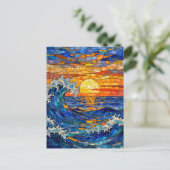 Oceanic Coastal Ocean Waves Sunset   Postkarte (Stehend Vorderseite)