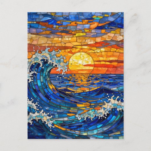Oceanic Coastal Ocean Waves Sunset Postkarte (Vorderseite)