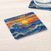 Oceanic Coastal Ocean Waves Sunset Rechteckiger Pappuntersetzer (angewinkelt)