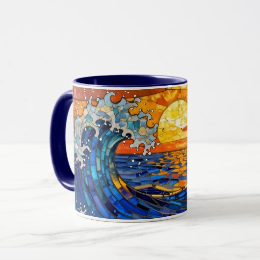 Oceanic Coastal Ocean Waves Sunset   Tasse (Vorderseite Links)