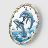 Oceanic Dance Dolphin Jumping mit Rope Frame Große Wanduhr (Winkel)