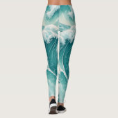 Oceanic Flow Pattern–Seamless Fluid Blue Abstract Leggings (Rückseite)