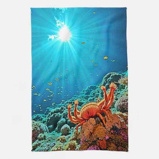 Oceanic Light Ray Fantasy Design Geschirrtuch (Vertikal)