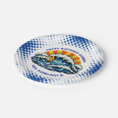 Oceanic Maritime Ocean Themed for Boy's Birthday  Pappteller (Schrägansicht)