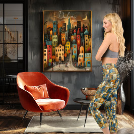 Oceanic Mosaic: Abstrakt Blue und Gold Geometric P Capri Leggings