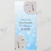 Oceanic Sand Dollar Aqua Blue Wedding Card Menükarte (Rückseite)