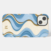 Oceanic Summer Waves Minimalistic With Initial iPhone Hülle (Rückseite (Horizontal))