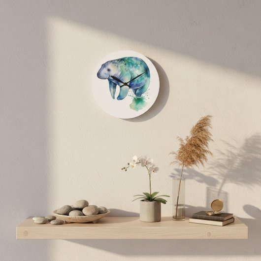 Oceanic Whisper Manatee Große Wanduhr