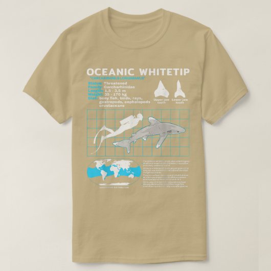 Oceanic Whitetip Shark Fact Sheet  T-Shirt (Design vorne)