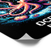 Oceanic Wisdom Aura Pixel Octopus Retro Gamer Styl Poster (Ecke)