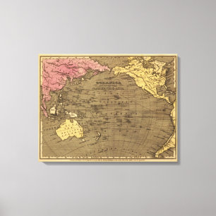 Oceanica Handfarbiger Atlas-Karte Leinwanddruck