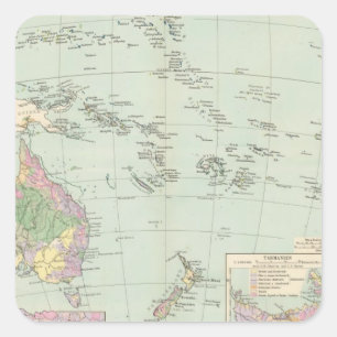 Oceanien - Atlas-Karte von Ozeanien Quadratischer Aufkleber