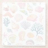 OceanModern Tropical Plant Print – Pink and Green  Glasuntersetzer (Rückseite)