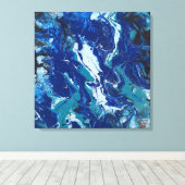 Ocean's Blue auf einer 24x24 Leinwand Acrylic Abst (Insitu (Holzboden))