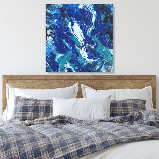 Ocean's Blue auf einer 24x24 Leinwand Acrylic Abst (Insitu (Schlafzimmer))
