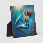 "Ocean's Dance: Eine Meerjungfrau und Delphinfahrt Fotoplatte (Vorderseite)