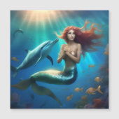 "Ocean's Dance: Eine Meerjungfrau und Delphinfahrt Magnetkarte (Vorderseite)