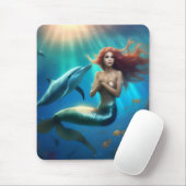 "Ocean's Dance: Eine Meerjungfrau und Delphinfahrt Mousepad (Mit Mouse)